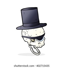 cráneo de caricatura con sombrero superior