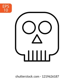 Cartoon skull. Vector. Flat icon of stylized human skull. Great sign