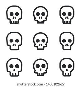 Cartoon Skull Vector Icon Set