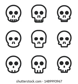 Cartoon skull vector icon set