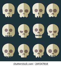 Cartoon skull vector icon set