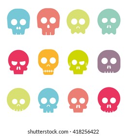 Cartoon skull vector icon set

