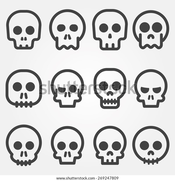 Cartoon Skull Vector Icon Set Stock Vector (Royalty Free) 269247809