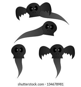 Cartoon skull with wings is Spirit on white background