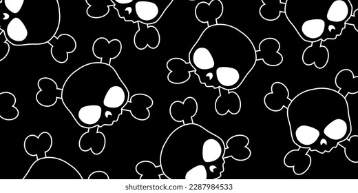Cartoon skulls with crossbones, pattern for halloween cover. Vector illustration background.