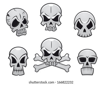 Cartoon Skulls Set Scary Halloween Another Stock Vector (Royalty Free ...