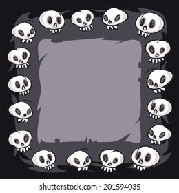 Cartoon Skulls Square Frame. In the EPS file, each element is grouped separately.