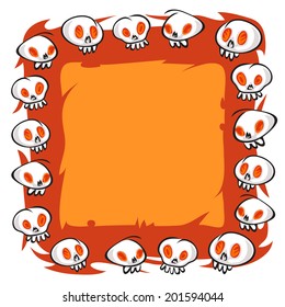 Cartoon Skulls Square Frame on White Background. In the EPS file, each element is grouped separately. Isolated on White Background.