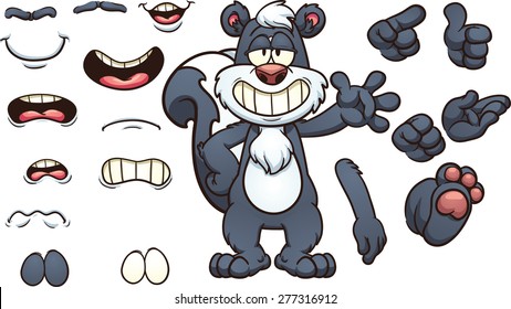 Cartoon skunk character. Vector clip art illustration with simple gradients. Each element on a separate layer.