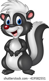 Cartoon skunk posing isolated on white background