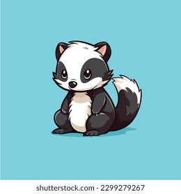 A cartoon of a skunk sitting on a blue background.