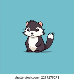 A cartoon of a skunk sitting on a blue background.