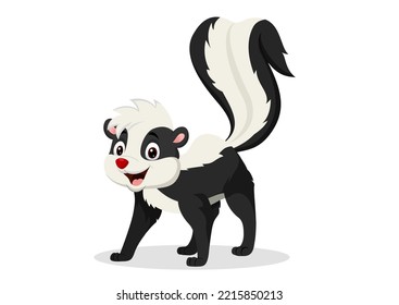 Cartoon skunk vector on white background