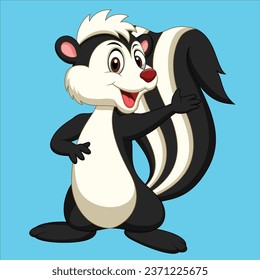 Cartoon skunk waving hand animal character design illustration