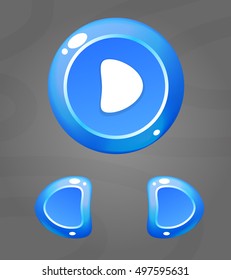 Cartoon Sky Blue Buttons. Vector ui for game or web. Button play and arrows.