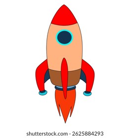 Cartoon Sky Rocket Digital Vectors Illustration 