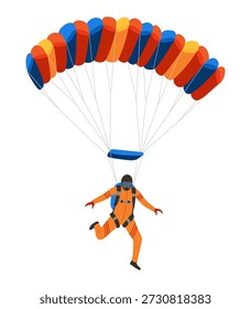 Cartoon skydiver character. Guy jumping from an airplane, free fall, flying in sky, people falling in different poses, extreme sport