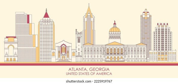 Cartoon Skyline panorama of Atlanta, Georgia, United States - vector illustration