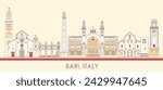 Cartoon Skyline panorama of city of Bari, Italy - vector illustration