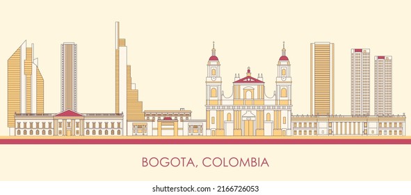 Cartoon Skyline panorama of city of Bogota , Colombia - vector illustration