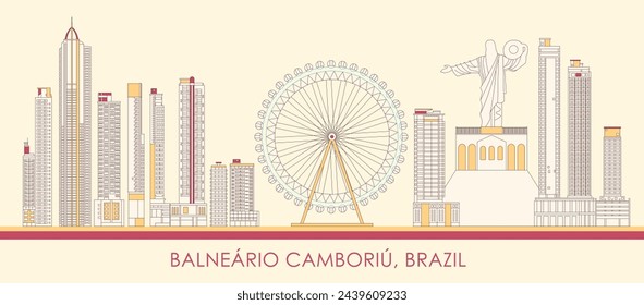 Cartoon Skyline panorama of city of Balneário Camboriú, Brazil - vector illustration