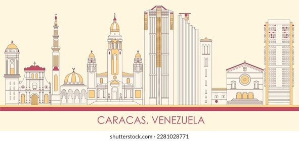 Cartoon Skyline panorama of city of Caracas, Venezuela - vector illustration