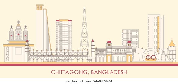 Cartoon Skyline panorama of city of Chittagong, Bangladesh - vector illustration