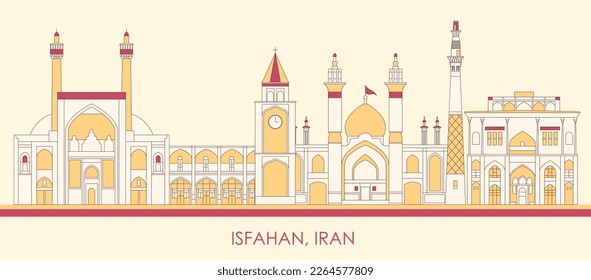 Cartoon Skyline panorama of city of Isfahan, Iran  - vector illustration