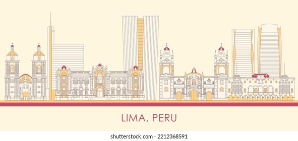 Cartoon Skyline Panorama von Lima, Peru - Vektorgrafik