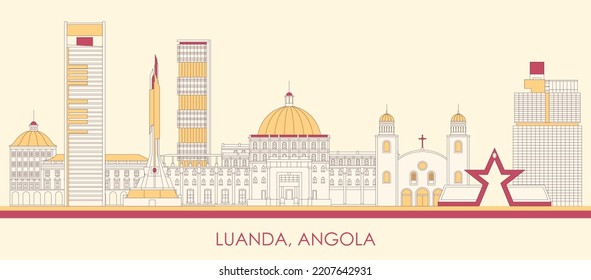 Cartoon Skyline panorama of city of Luanda, Angola - vector illustration