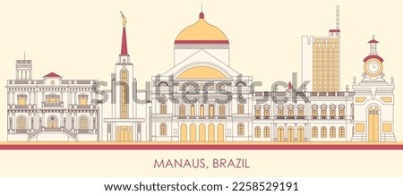 Cartoon Skyline panorama of city of Manaus, Brazil - vector illustration Foto stock © 