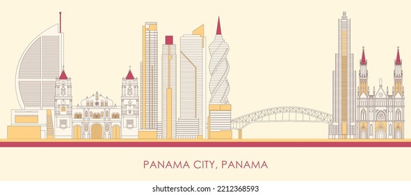 Cartoon Skyline Panorama Of Panama City, Panama - Vector Illustration