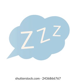 Cartoon sleep icon with speech bubble isolated on a white background