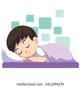 cartoon sleep on the bed