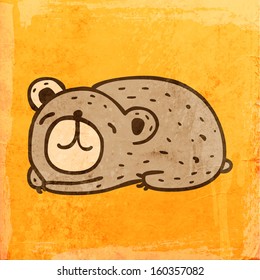 Cartoon Schlafbär. Cute-handgezeichnete Vektorgrafik, Vintage-Papier, Stoffhintergrund