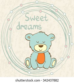 Cartoon Sleeping bear. Cute Hand Drawn  illustration