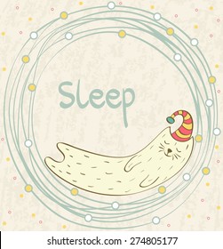 Cartoon Sleeping cat. Cute Hand Drawn  illustration