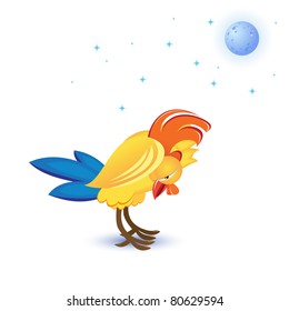 Cartoon sleeping cock. Illustration on white background