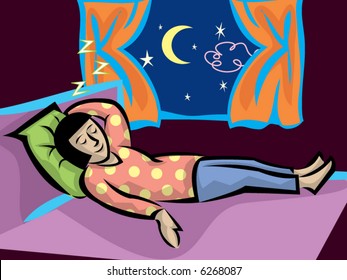 cartoon sleeping girl (vector)