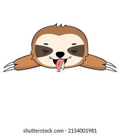 Cartoon Sleeping Lazy Sloth Vector Illustration