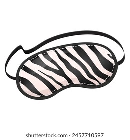 Cartoon sleeping mask accessories with zebra print for relaxing night rest isolated on white background