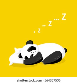 Cartoon sleeping panda on the pillow. Good night. Vector illustration