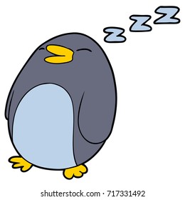 cartoon sleeping penguin