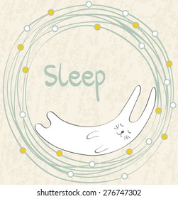 Cartoon Sleeping rabbit. Cute Hand Drawn  illustration