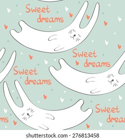 Cartoon Sleeping rabbit. Cute Hand Drawn  illustration