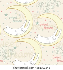 Cartoon Sleeping rabbit. Cute Hand Drawn  illustration