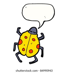 cartoon sleepy ladybug with speech bubble