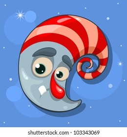 Cartoon sleepy moon