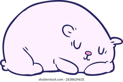 cartoon sleepy polar bear in bright neon colors