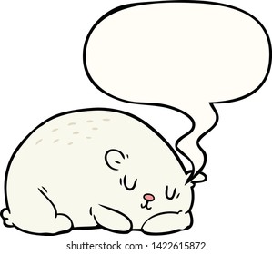 cartoon sleepy polar bear with speech bubble